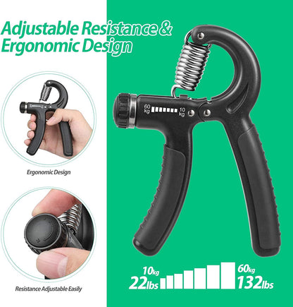 Adjustable Hand Grip Strengthener – Forearm & Wrist Exerciser with 22-132lbs (10-60kg) Adjustable Resistance for Athletes - Ironwearpro