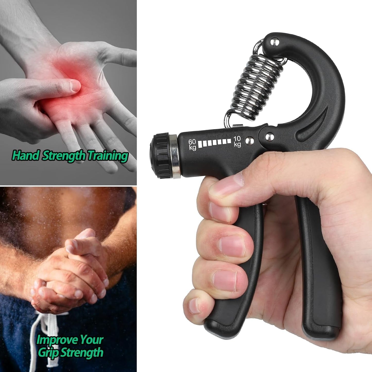 Adjustable Hand Grip Strengthener – Forearm & Wrist Exerciser with 22-132lbs (10-60kg) Adjustable Resistance for Athletes - Ironwearpro