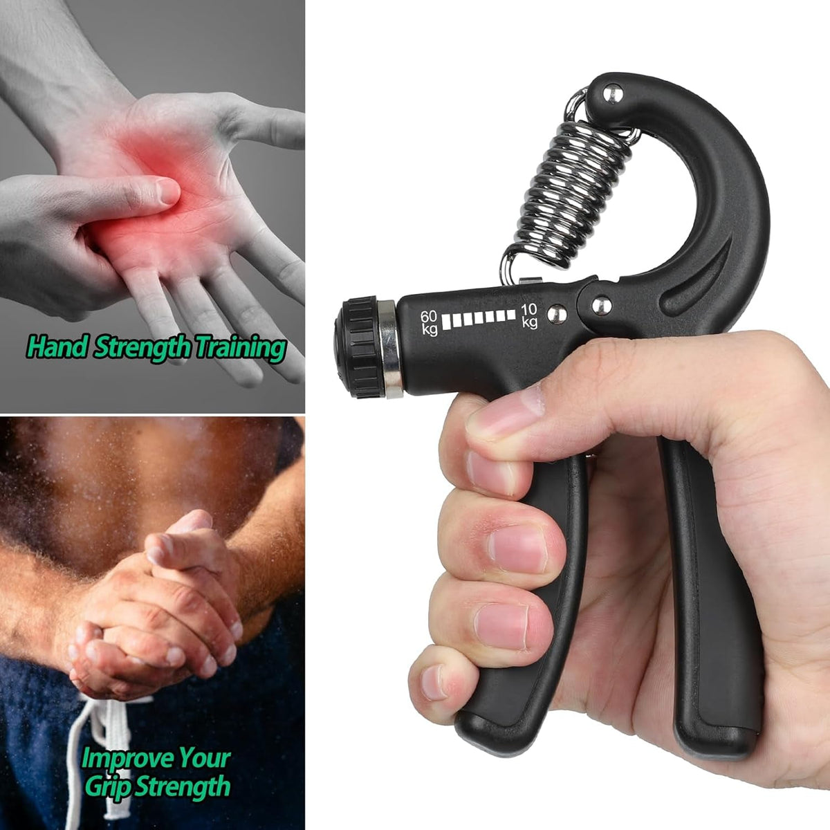 Adjustable Hand Grip Strengthener – Forearm & Wrist Exerciser with 22-132lbs (10-60kg) Adjustable Resistance for Athletes - Ironwearpro