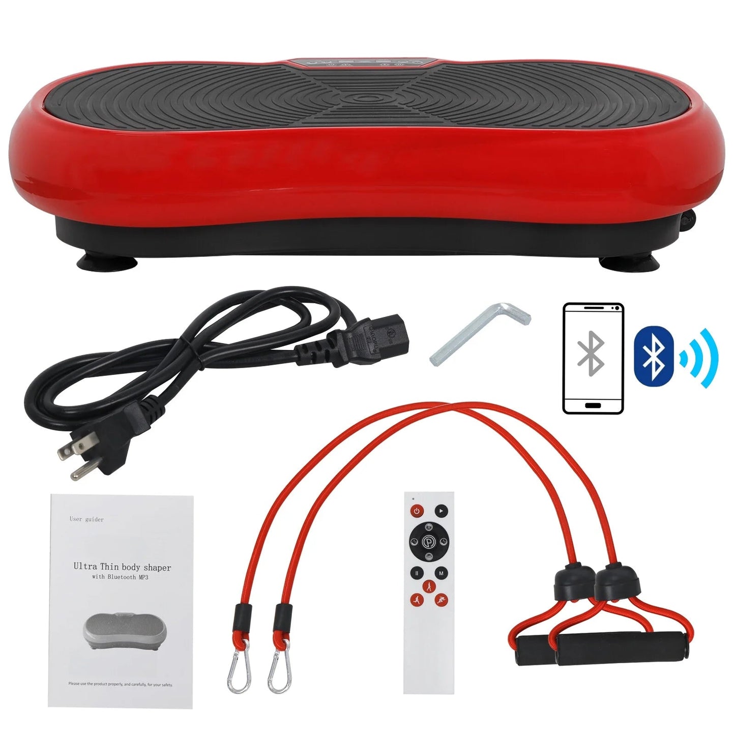 Full Body Vibration Plate Exercise Machine – Smart Fitness Platform with Bluetooth Speakers, 99 Speed Levels & Remote Control (Red) - Ironwearpro