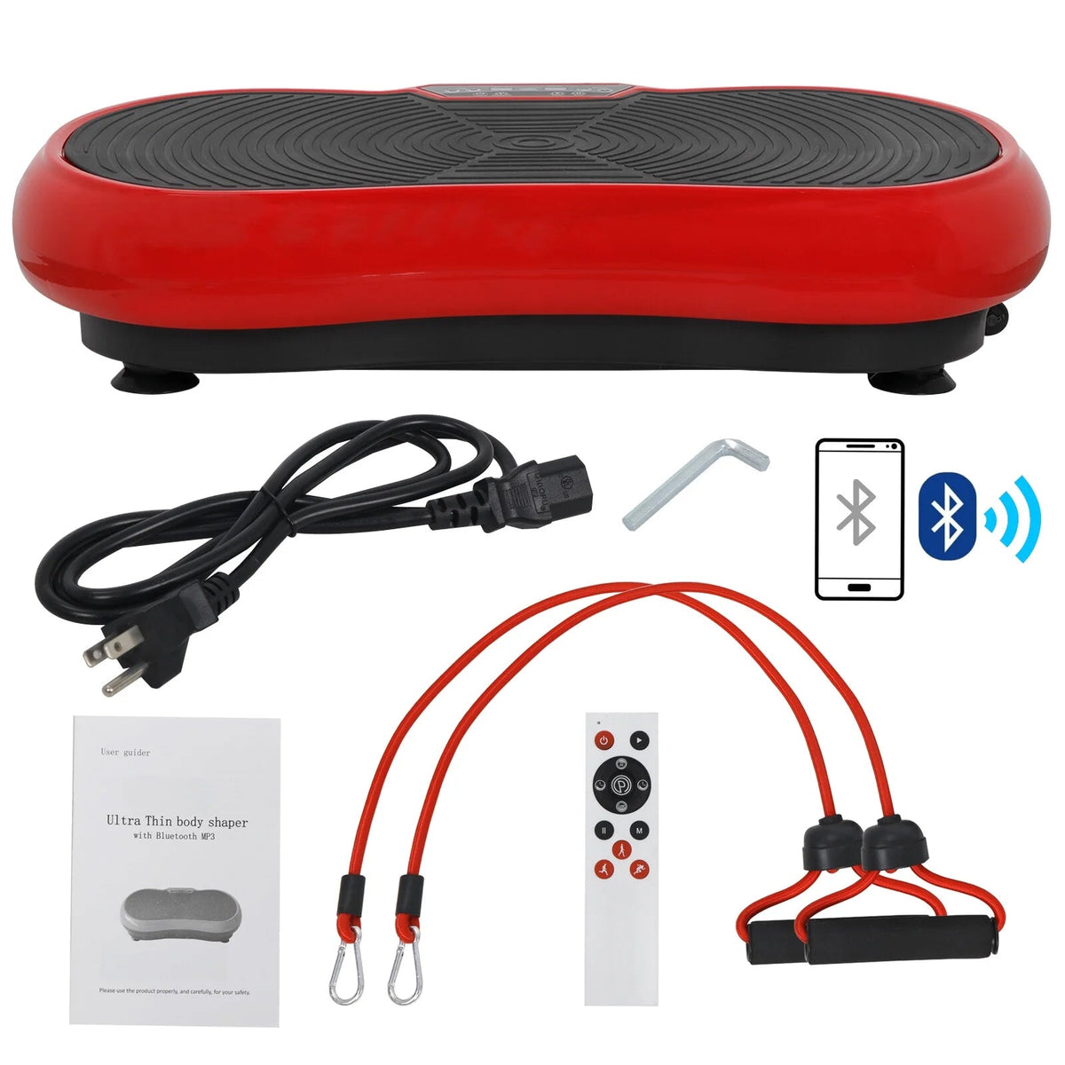 Full Body Vibration Plate Exercise Machine – Smart Fitness Platform with Bluetooth Speakers, 99 Speed Levels & Remote Control (Red) - Ironwearpro