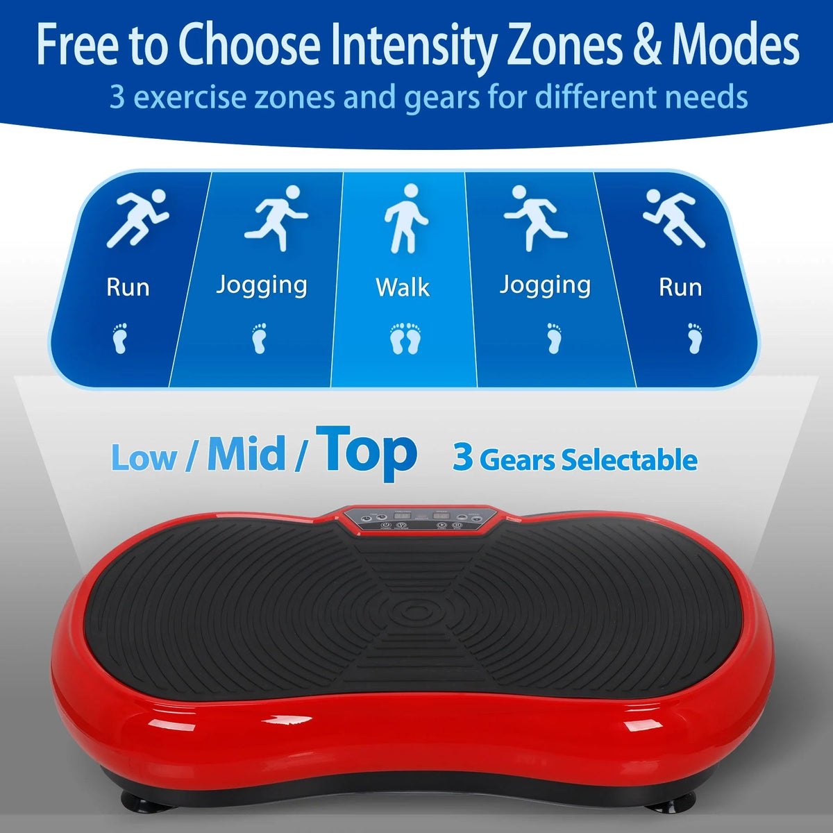 Full Body Vibration Plate Exercise Machine – Smart Fitness Platform with Bluetooth Speakers, 99 Speed Levels & Remote Control (Red) - Ironwearpro
