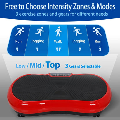 Full Body Vibration Plate Exercise Machine – Smart Fitness Platform with Bluetooth Speakers, 99 Speed Levels & Remote Control (Red) - Ironwearpro