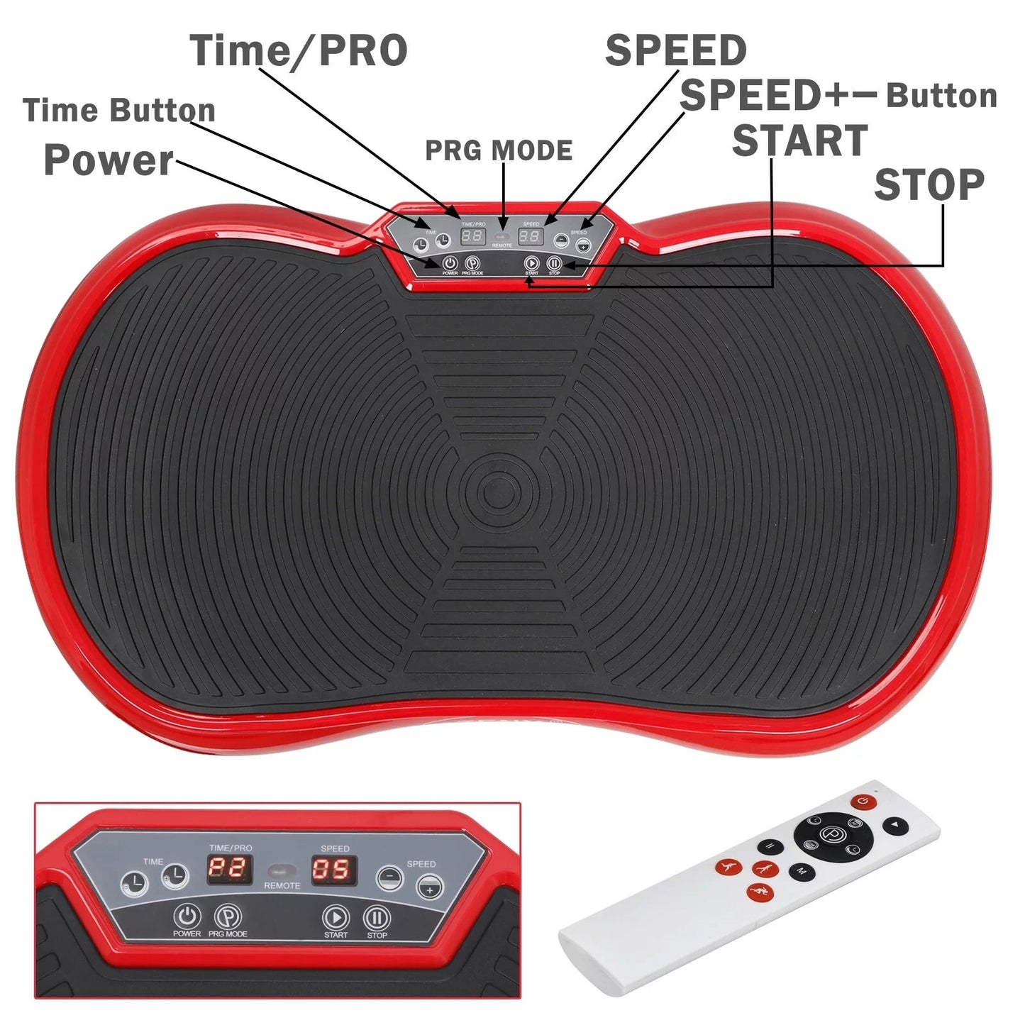 Full Body Vibration Plate Exercise Machine – Smart Fitness Platform with Bluetooth Speakers, 99 Speed Levels & Remote Control (Red) - Ironwearpro