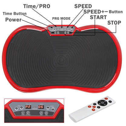 Full Body Vibration Plate Exercise Machine – Smart Fitness Platform with Bluetooth Speakers, 99 Speed Levels & Remote Control (Red) - Ironwearpro
