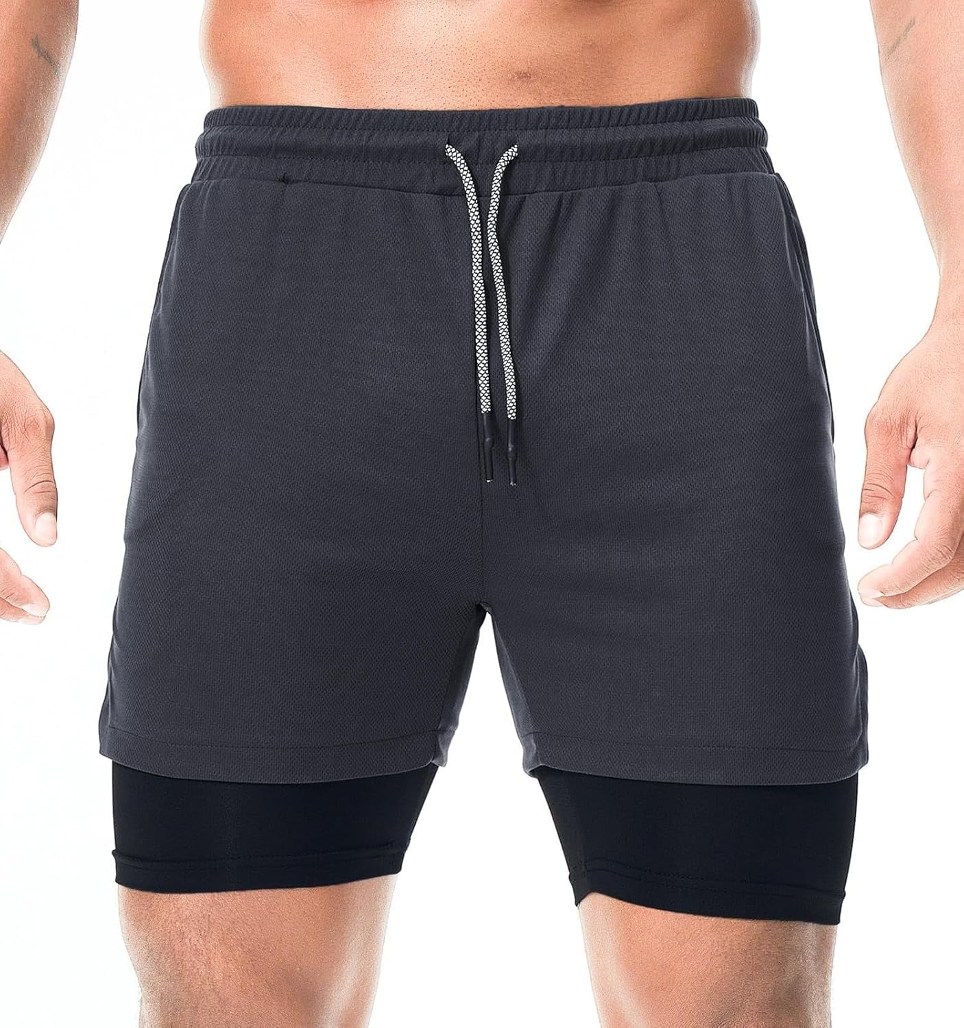 Men's 2-in-1 Running Workout Shorts – 7" Athletic Gym Shorts with Compression Liner & Phone Pocket - Ironwearpro