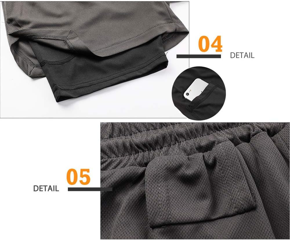 Men's 2-in-1 Running Workout Shorts – 7" Athletic Gym Shorts with Compression Liner & Phone Pocket - Ironwearpro