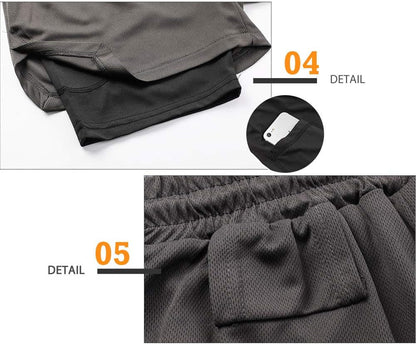 Men's 2-in-1 Running Workout Shorts – 7" Athletic Gym Shorts with Compression Liner & Phone Pocket - Ironwearpro