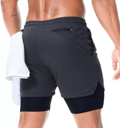 Men's 2-in-1 Running Workout Shorts – 7" Athletic Gym Shorts with Compression Liner & Phone Pocket - Ironwearpro