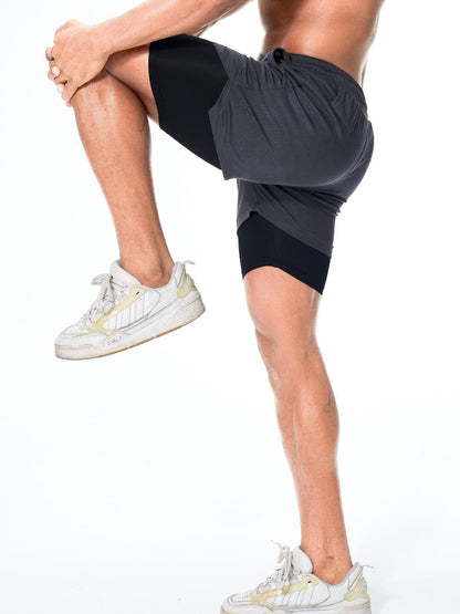 Men's 2-in-1 Running Workout Shorts – 7" Athletic Gym Shorts with Compression Liner & Phone Pocket - Ironwearpro