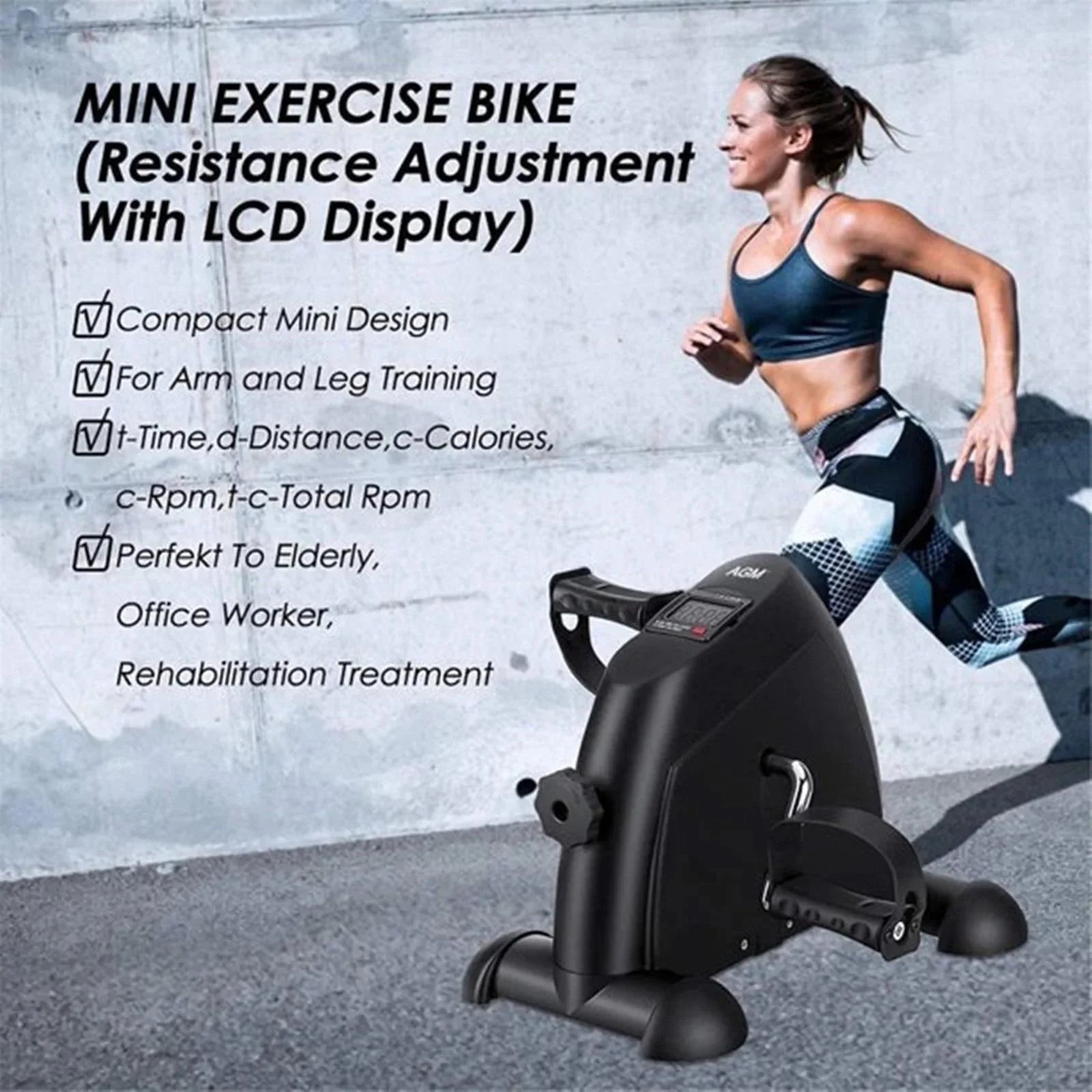 Mini Desk Bike Pedal Exerciser – Portable Under-Desk Exercise Bike with LCD Display for Legs, Arms & Physical Therapy - Ironwearpro