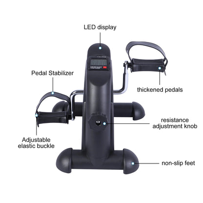 Mini Desk Bike Pedal Exerciser – Portable Under-Desk Exercise Bike with LCD Display for Legs, Arms & Physical Therapy - Ironwearpro