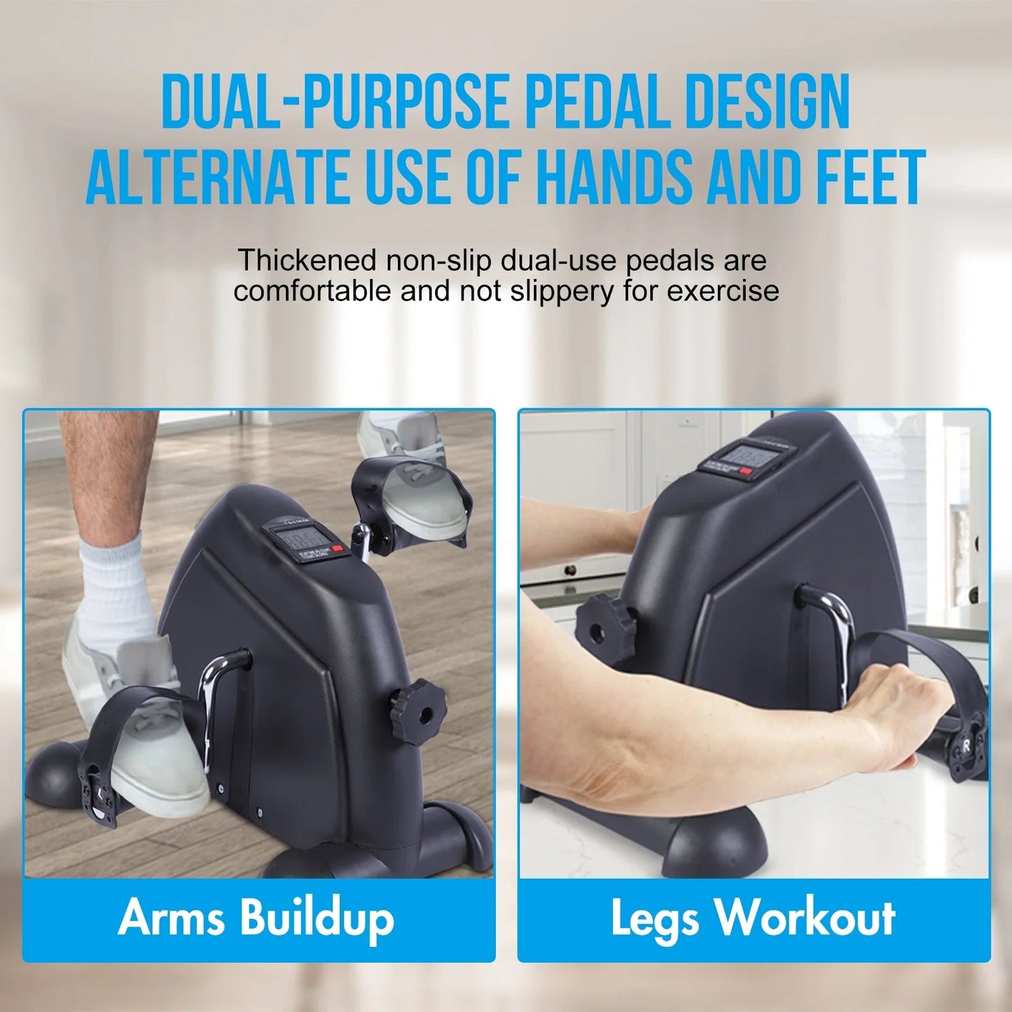 Mini Desk Bike Pedal Exerciser – Portable Under-Desk Exercise Bike with LCD Display for Legs, Arms & Physical Therapy - Ironwearpro