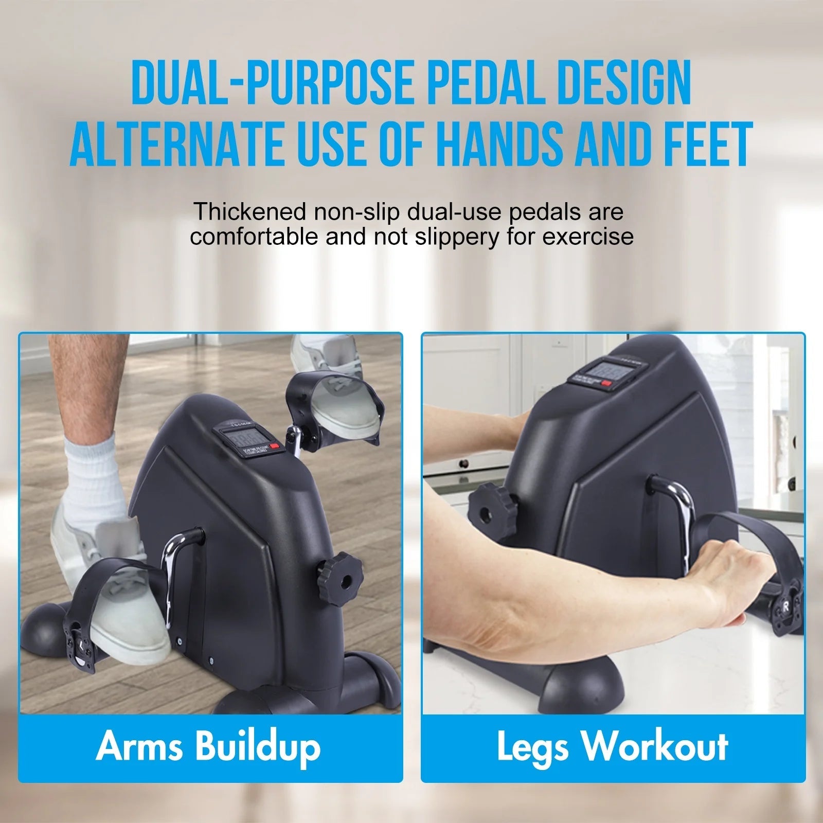 Mini Desk Bike Pedal Exerciser – Portable Under-Desk Exercise Bike with LCD Display for Legs, Arms & Physical Therapy - Ironwearpro