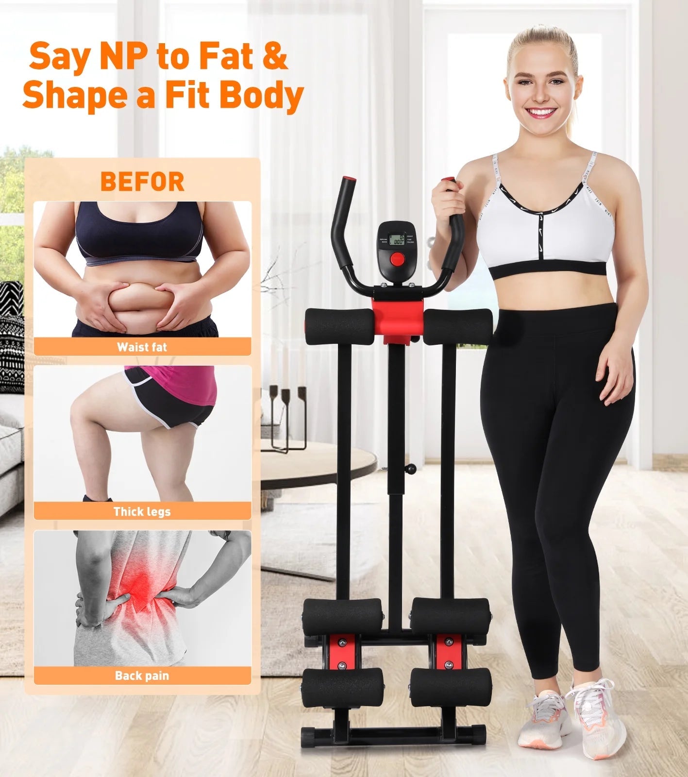 Multi-Functional Fitness Ab Machine – 4 Adjustable Resistance Levels Foldable Ab Trainer with Smart LCD Display (440lbs Capacity) - Ironwearpro
