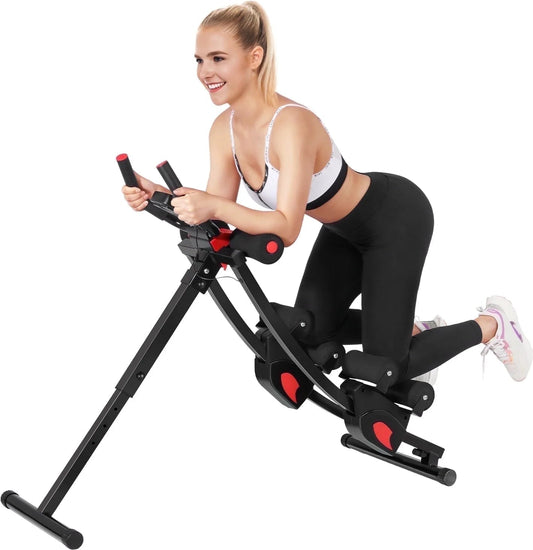 Multi-Functional Fitness Ab Machine – 4 Adjustable Resistance Levels Foldable Ab Trainer with Smart LCD Display (440lbs Capacity) - Ironwearpro