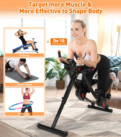Multi-Functional Fitness Ab Machine – 4 Adjustable Resistance Levels Foldable Ab Trainer with Smart LCD Display (440lbs Capacity) - Ironwearpro