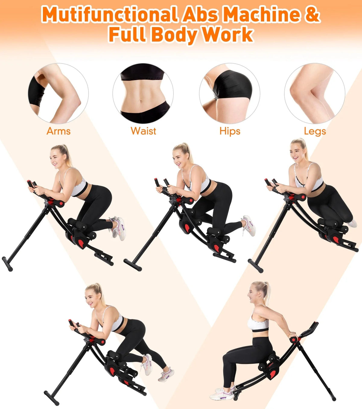 Multi-Functional Fitness Ab Machine – 4 Adjustable Resistance Levels Foldable Ab Trainer with Smart LCD Display (440lbs Capacity) - Ironwearpro