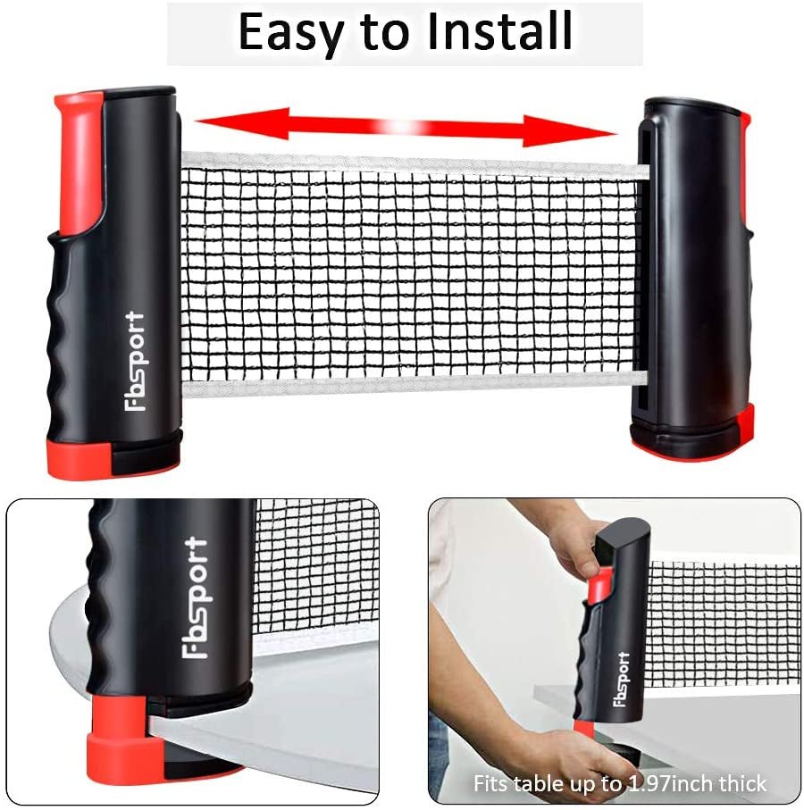Portable Table Tennis Set – Retractable Ping Pong Net with 2 Premium Rackets, 6 Balls & Carry Bag for Indoor/Outdoor Games - Ironwearpro