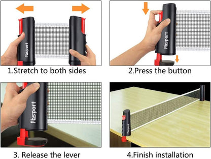 Portable Table Tennis Set – Retractable Ping Pong Net with 2 Premium Rackets, 6 Balls & Carry Bag for Indoor/Outdoor Games - Ironwearpro