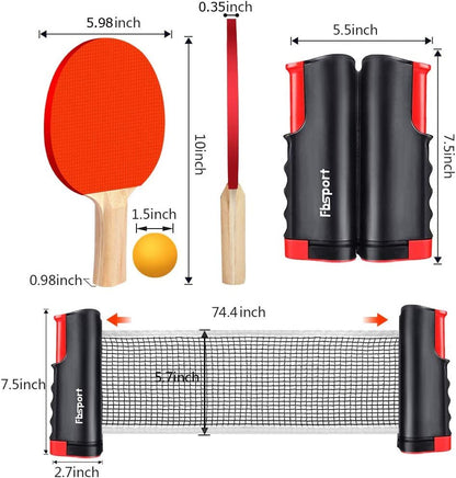 Portable Table Tennis Set – Retractable Ping Pong Net with 2 Premium Rackets, 6 Balls & Carry Bag for Indoor/Outdoor Games - Ironwearpro