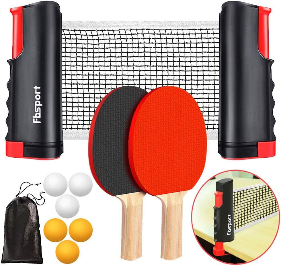 Portable Table Tennis Set – Retractable Ping Pong Net with 2 Premium Rackets, 6 Balls & Carry Bag for Indoor/Outdoor Games - Ironwearpro