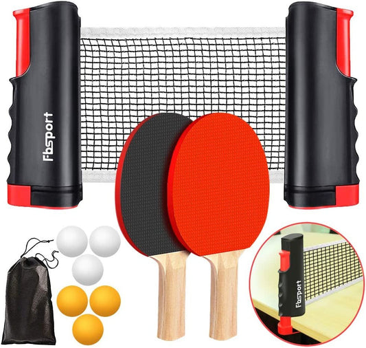 Portable Table Tennis Set – Retractable Ping Pong Net with 2 Premium Rackets, 6 Balls & Carry Bag for Indoor/Outdoor Games - Ironwearpro