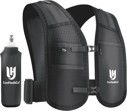 Premium Hydration Running Vest with 500ml Soft Bottle – Waterproof Phone Holder & Reflective Safety Vest for Unisex Jogging & Hiking - Ironwearpro