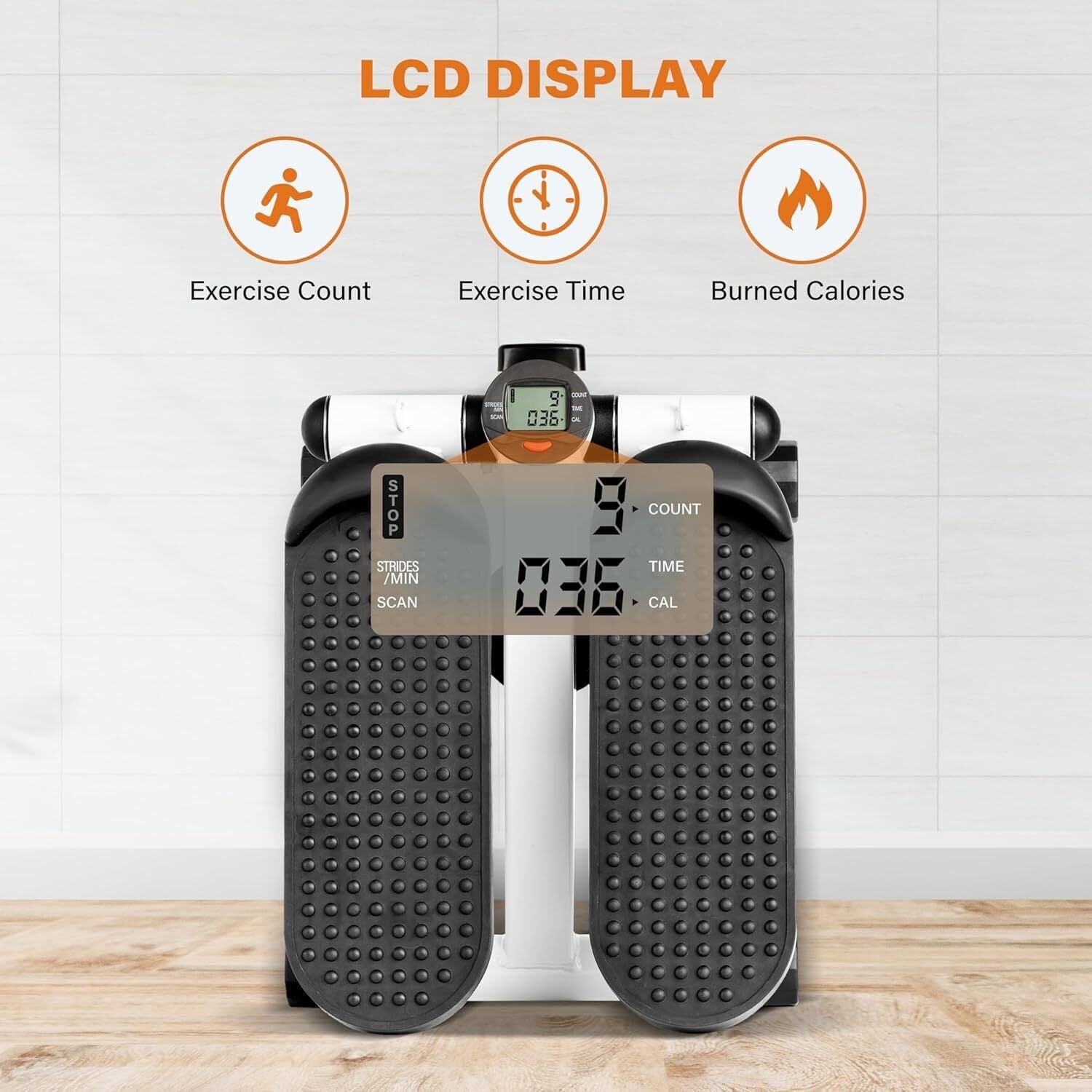 Premium Mini Stepper Machine with Resistance Bands – Compact Home Cardio Workout Station with LCD Digital Monitor - Ironwearpro