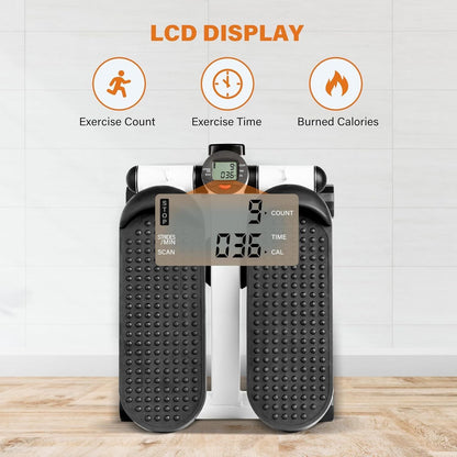 Premium Mini Stepper Machine with Resistance Bands – Compact Home Cardio Workout Station with LCD Digital Monitor - Ironwearpro