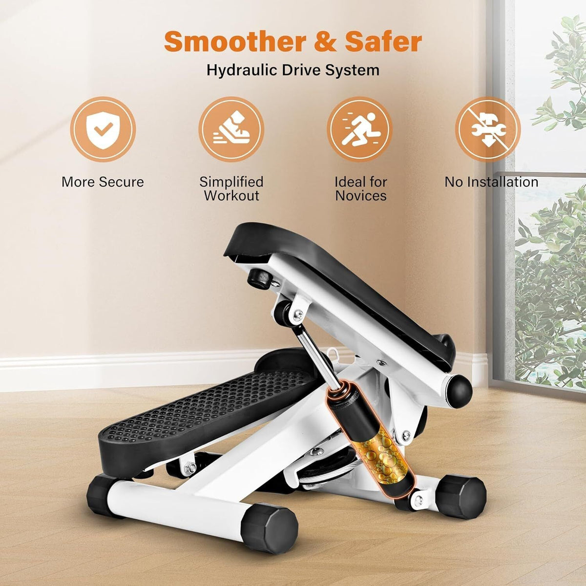 Premium Mini Stepper Machine with Resistance Bands – Compact Home Cardio Workout Station with LCD Digital Monitor - Ironwearpro