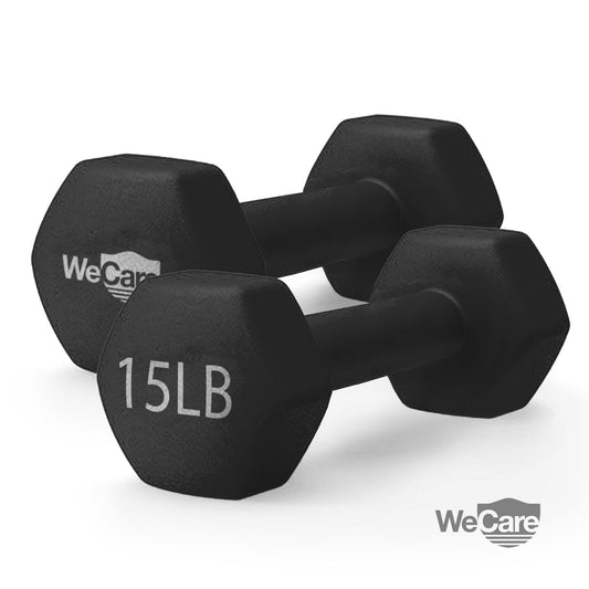 Premium Neoprene Hex Dumbbells (Set of 2) – Anti-Slip Anti-Roll Hand Weights for Home Gym Workout & Pilates (15 Lbs Pair) - Ironwearpro