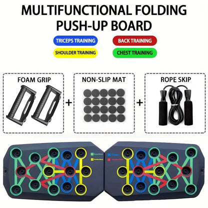 Premium Portable Push-Up Board Set – Foldable Color-Coded Fitness Strength Training System with Comfort Handles - Ironwearpro