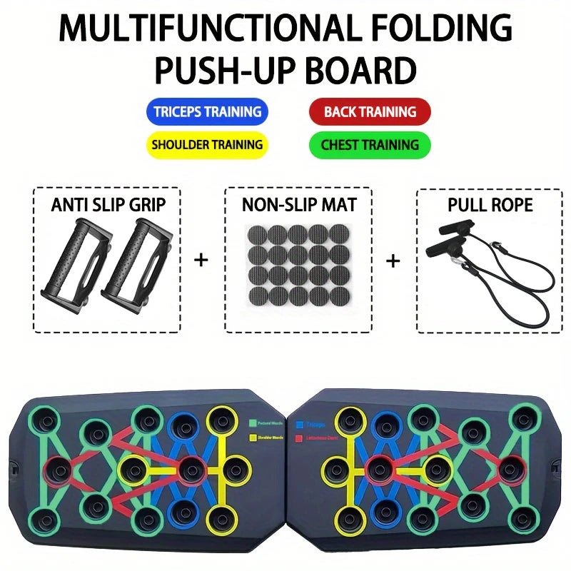 Premium Portable Push-Up Board Set – Foldable Color-Coded Fitness Strength Training System with Comfort Handles - Ironwearpro