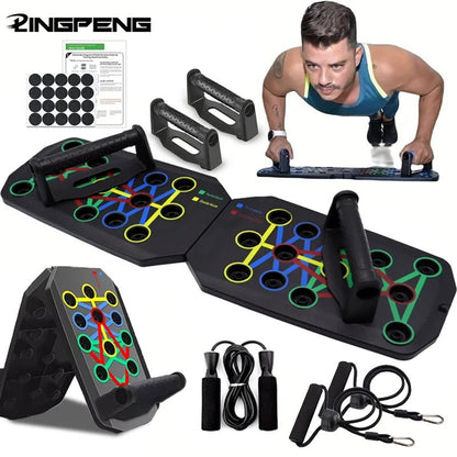 Premium Portable Push-Up Board Set – Foldable Color-Coded Fitness Strength Training System with Comfort Handles - Ironwearpro