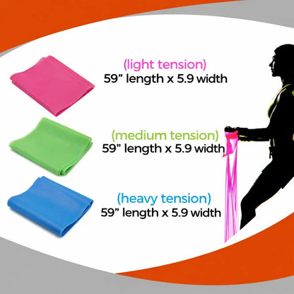 Premium Resistance Bands Set (Pack of 3) – 59" Elastic Workout Bands for Yoga, Pilates & Physical Therapy - Ironwearpro
