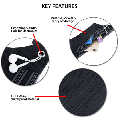 Premium Waterproof Running Waist Pack – Adjustable Sports Fanny Pack with Headphone Jack for Jogging, Hiking & Travel - Ironwearpro