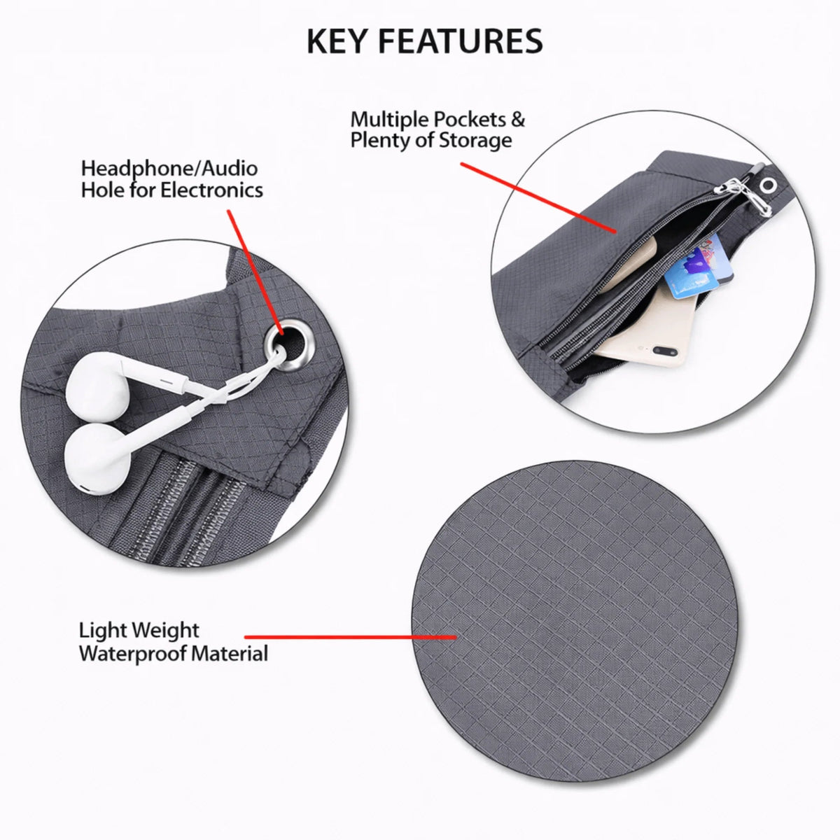 Premium Waterproof Running Waist Pack – Adjustable Sports Fanny Pack with Headphone Jack for Jogging, Hiking & Travel - Ironwearpro