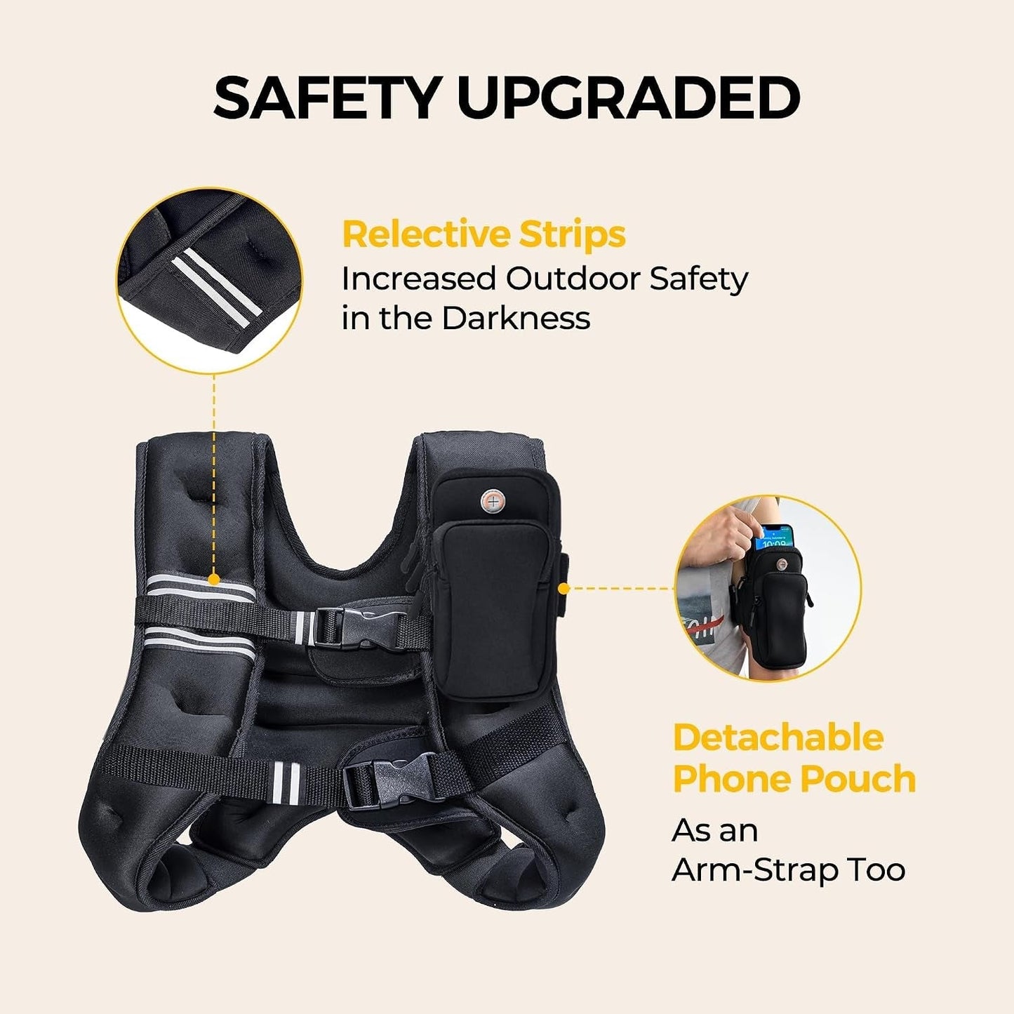 Premium Weighted Vest with Reflective Stripes – Odor-Resistant Lycra Weight Vest for Strength Training, Running & Fitness Workout - Ironwearpro