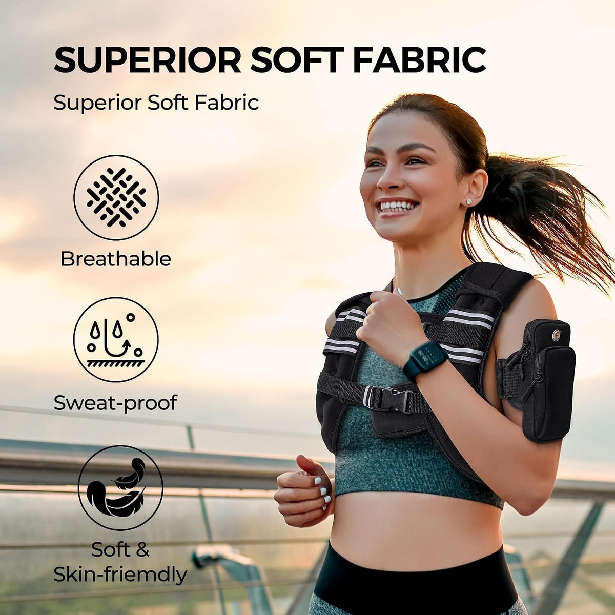 Premium Weighted Vest with Reflective Stripes – Odor-Resistant Lycra Weight Vest for Strength Training, Running & Fitness Workout - Ironwearpro