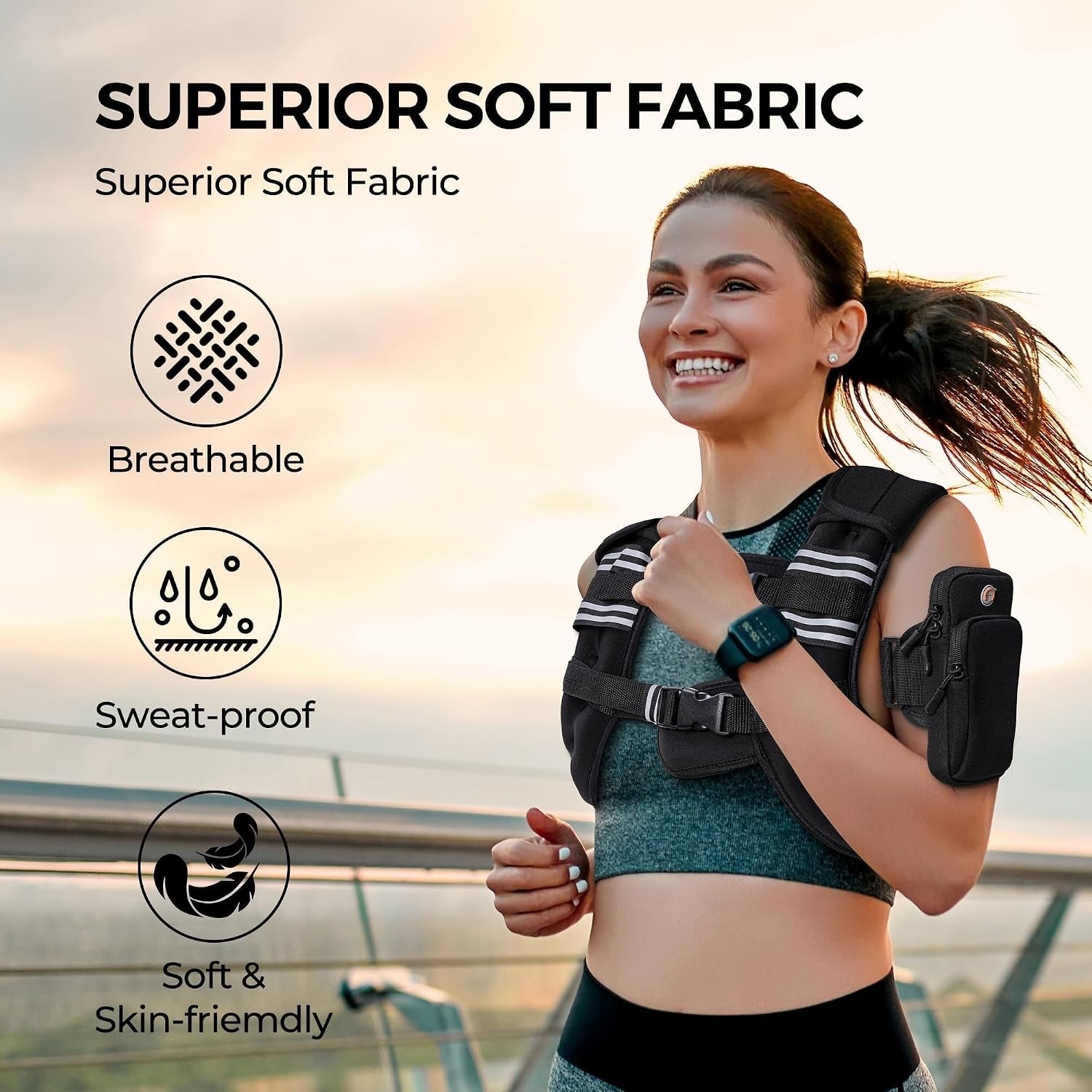 Premium Weighted Vest with Reflective Stripes – Odor-Resistant Lycra Weight Vest for Strength Training, Running & Fitness Workout - Ironwearpro