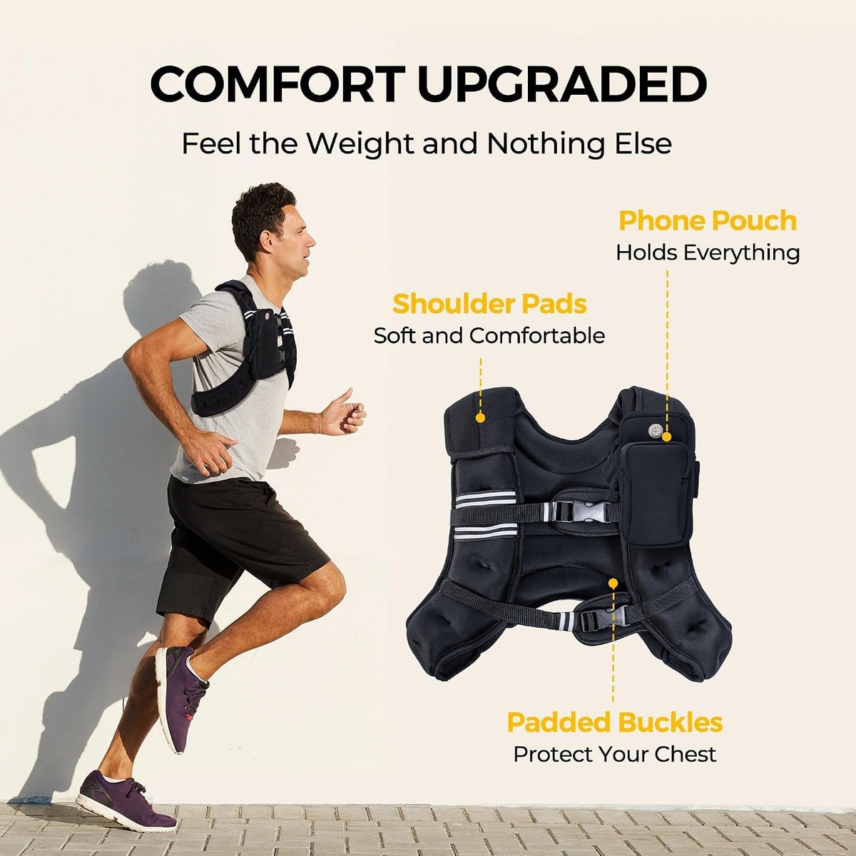 Premium Weighted Vest with Reflective Stripes – Odor-Resistant Lycra Weight Vest for Strength Training, Running & Fitness Workout - Ironwearpro