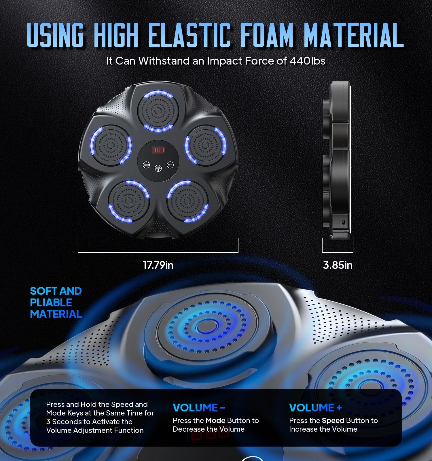 Professional Smart Music Boxing Machine with Gloves – Wall-Mounted Bluetooth Trainer with 10 Modes & 9 Speed Settings - Ironwearpro