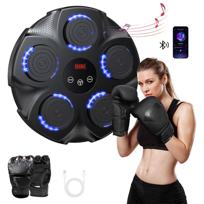 Professional Smart Music Boxing Machine with Gloves – Wall-Mounted Bluetooth Trainer with 10 Modes & 9 Speed Settings - Ironwearpro