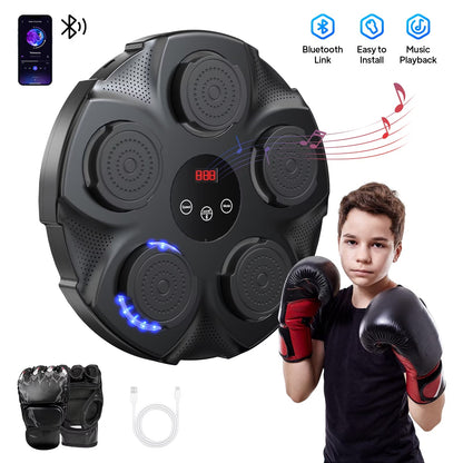 Professional Smart Music Boxing Machine with Gloves – Wall-Mounted Bluetooth Trainer with 10 Modes & 9 Speed Settings - Ironwearpro