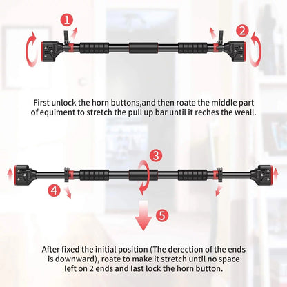 Screwless No-Drill Pull-Up Bar for Doorway – Heavy Duty Press-Fit Chin-Up Bar for Home Gym (Adjustable 28"-36") - Ironwearpro