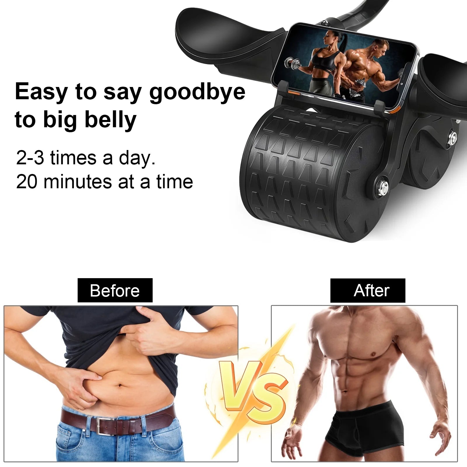 Smart Ab Abdominal Roller Wheel with Timer & Elbow Support – Automatic Rebound Core Workout Roller for Home Gym (Black) - Ironwearpro