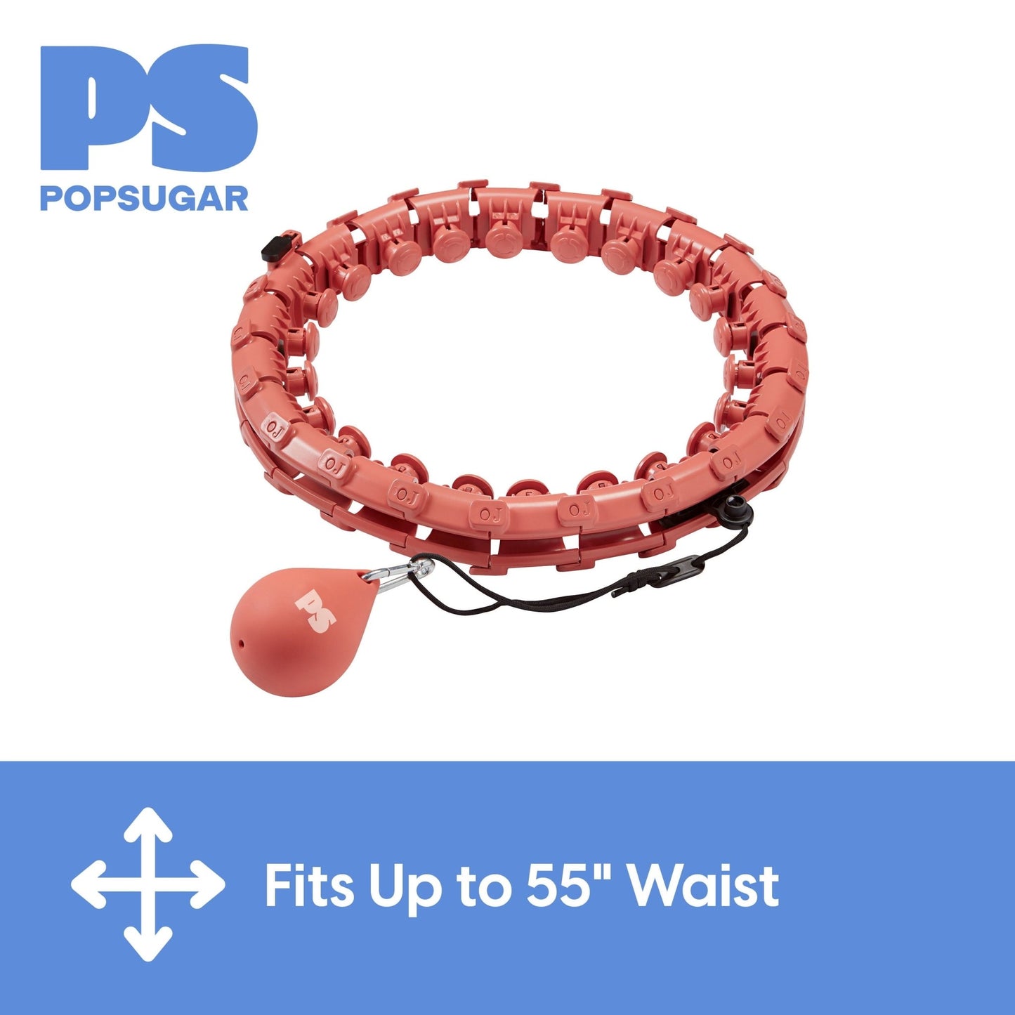 Smart Adjustable Fitness Hoop with 1kg Weighted Ball – Non-Drop Infinite Hula Hoop for Core Toning & Weight Loss (Coral) - Ironwearpro