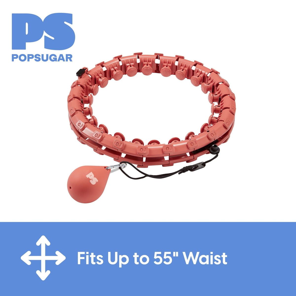 Smart Adjustable Fitness Hoop with 1kg Weighted Ball – Non-Drop Infinite Hula Hoop for Core Toning & Weight Loss (Coral) - Ironwearpro