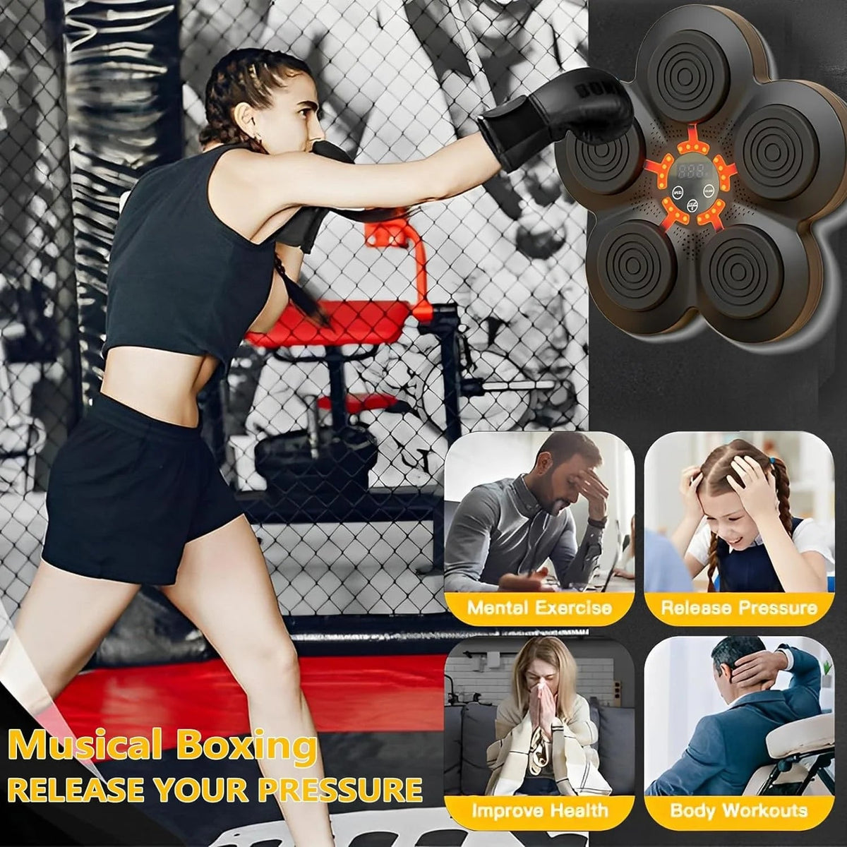 Smart Music Boxing Machine – Electronic Wall-Mounted Boxing Training Equipment with Boxing Gloves for Home Workouts & Agility - Ironwearpro